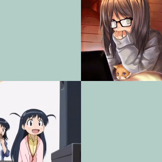cute anime girl watching tv
