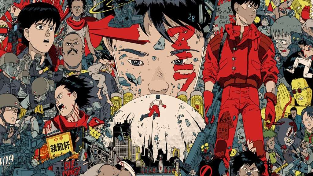 Akira anime Still with shoutarou kaneda and the whole cast of the series